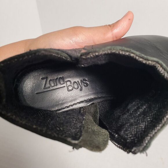 Zara Boys Leather Black Boots. Size 30 EU. SKU# B-14 - Picture 9 of 16